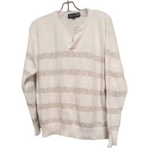 Sears The Man s Store Sweater Pullover Stripedwith long sleeves Button Neckline